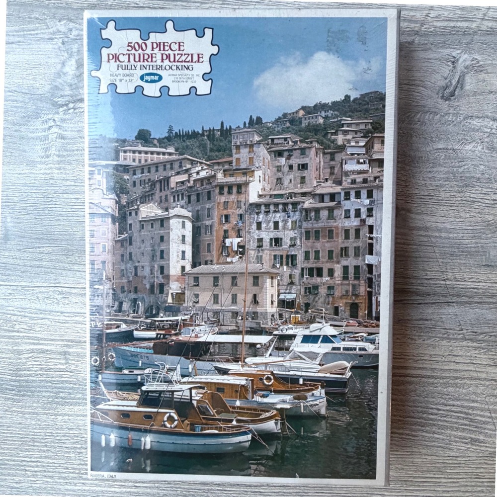 Vintage Jaymar 500 Piece Puzzle Italian Riviera Italy Harbor Scene New Sealed